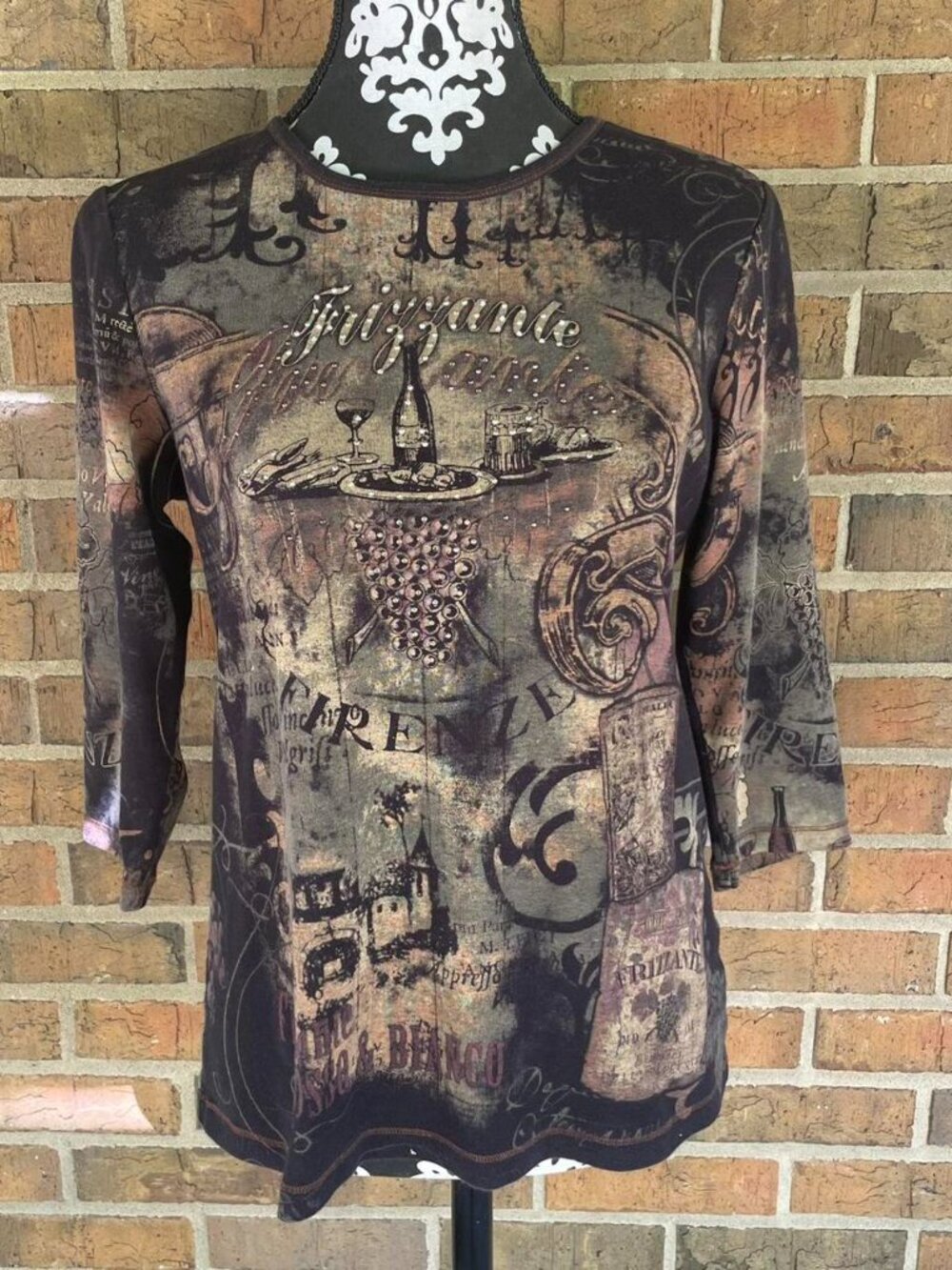 Vintage Y2K Christopher & Banks Grunge Wine 3/4 Sleeve Top Medium